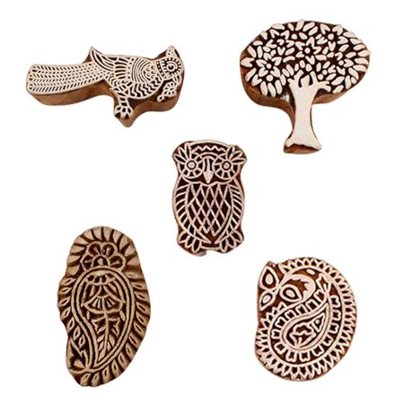 Set of 5 Piece New Mix Wooden Printing Blocks